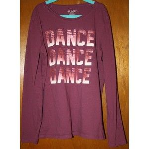 3/$15 The Childrens Place Long Sleeve Graphic Top Girls Sz XL(14) Dance Maroon